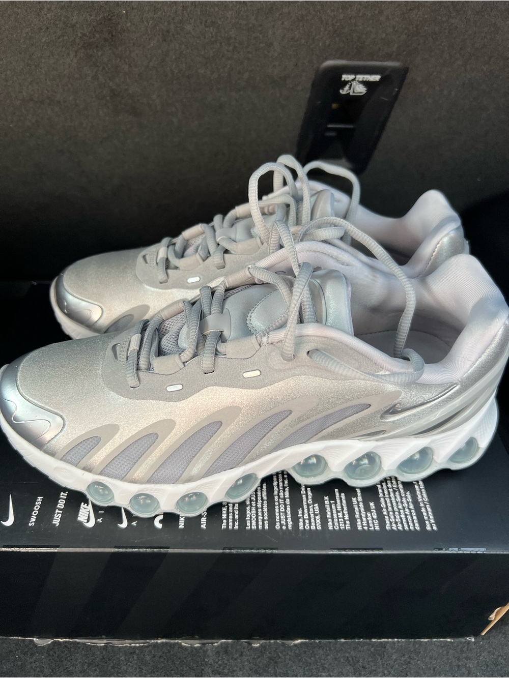 Size 9W - Nike Air Max DN8 Wolf Grey Metallic Silver W Missing Lid Ret $200 NIB!